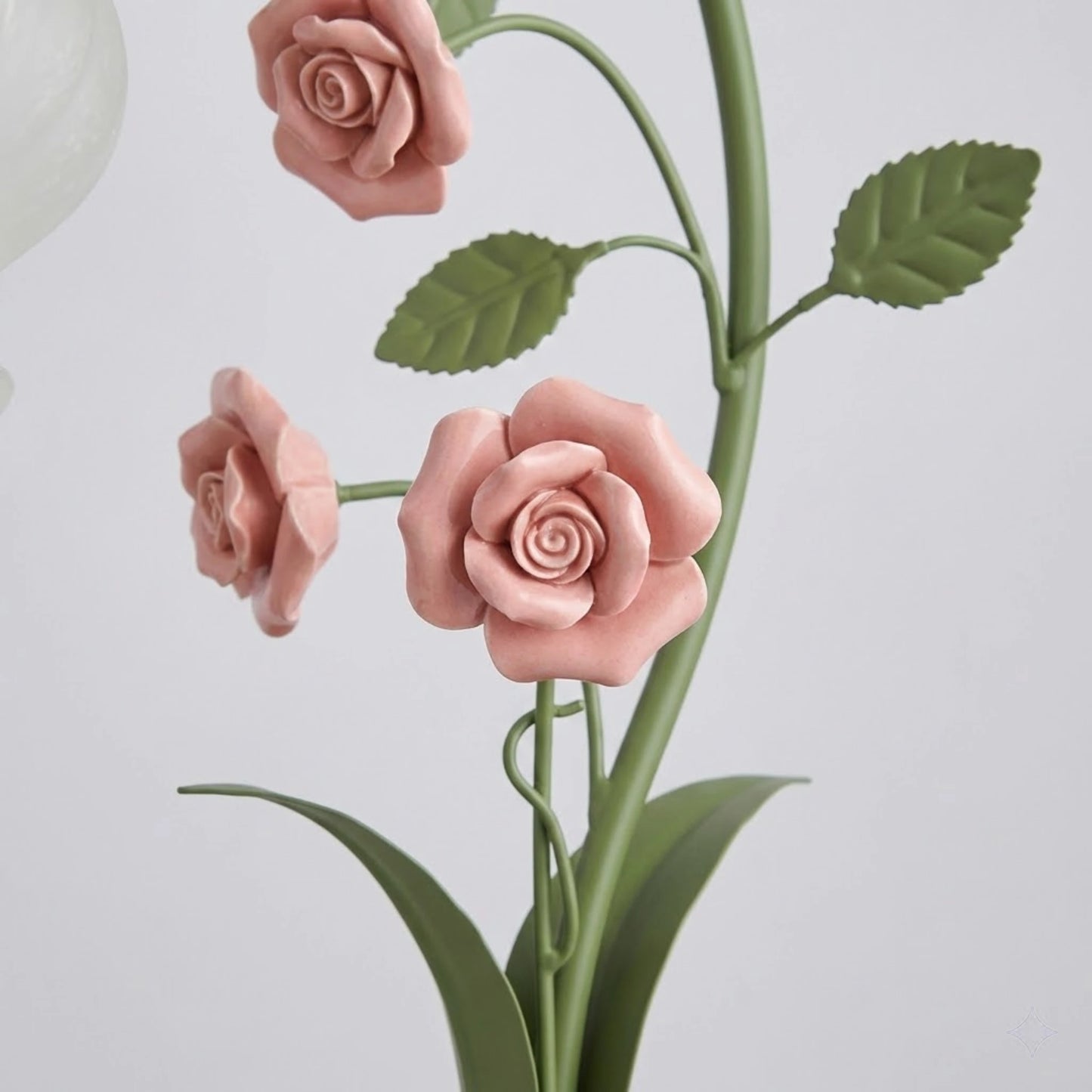 Bymaocar Ceramic Rose Desk Lamp With Glass Shade For Home
