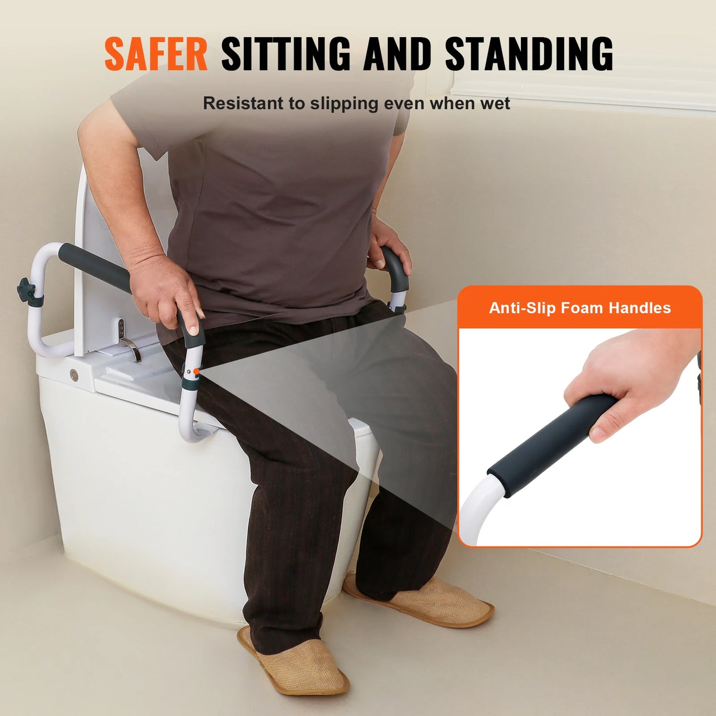 SucceBuy Toilet Safety Rail 300 Lbs Capacity Fits Most Toilets