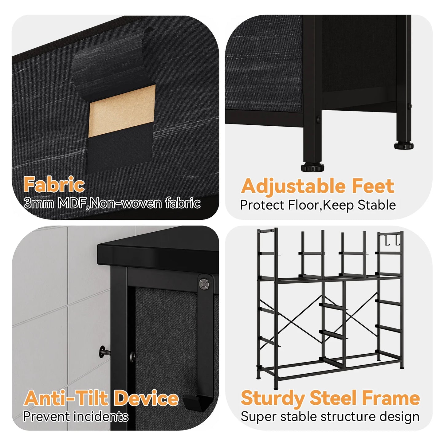 HiMISS 12-Drawer Dresser for Bedroom with Fabric Storage