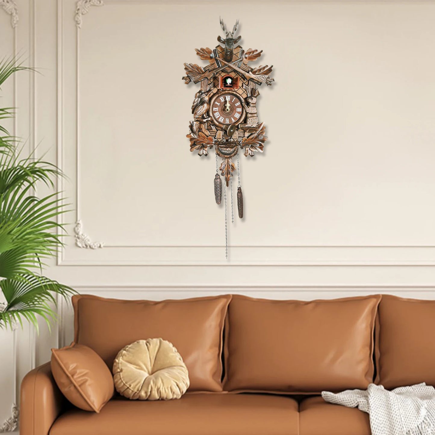 Forest Nordic Style Retro Cuckoo Wall Clock Wooden Hanging Decor