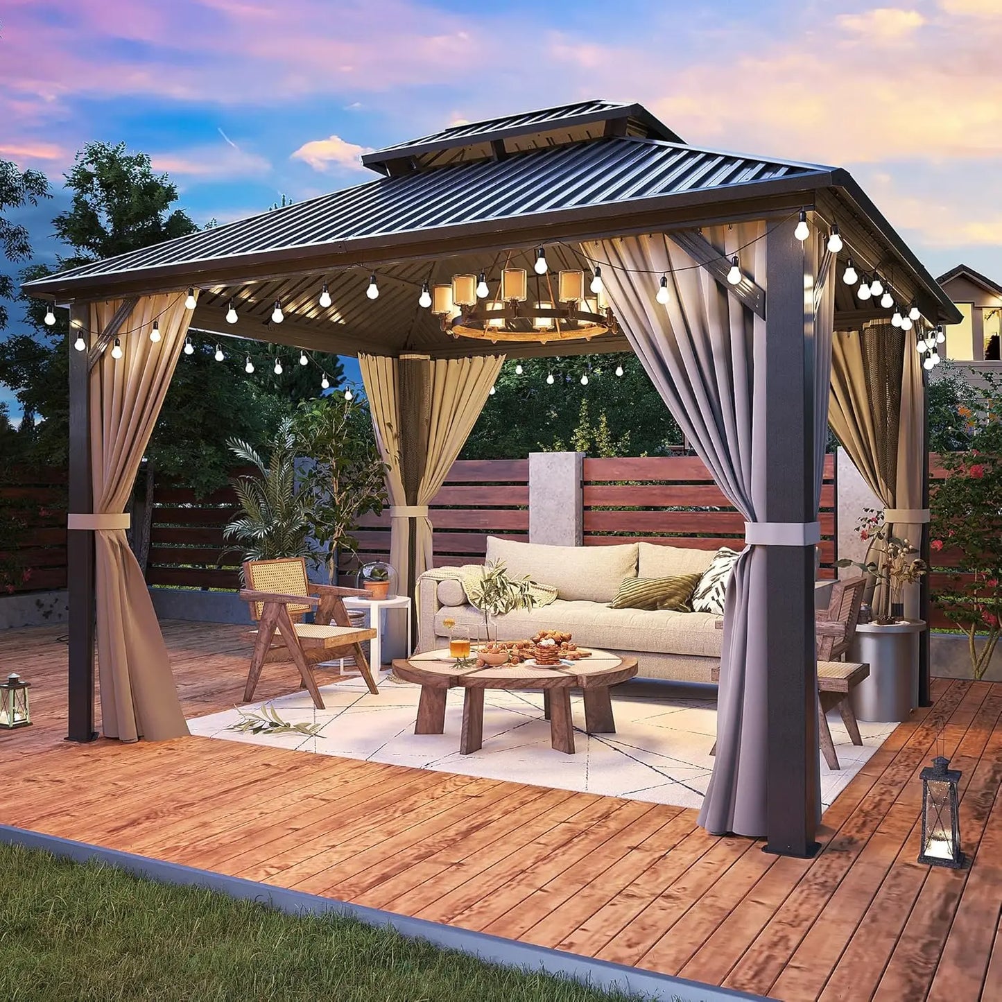 Aluminum Frame Gazebo With Hardtop Steel Roof For Outdoor Use
