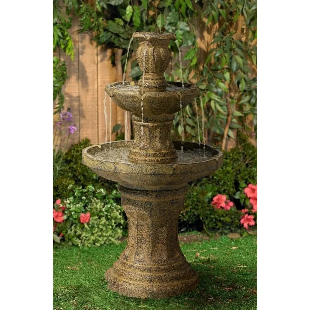 Rustic Outdoor Three Tier Floor Fountain For Garden And Lawn
