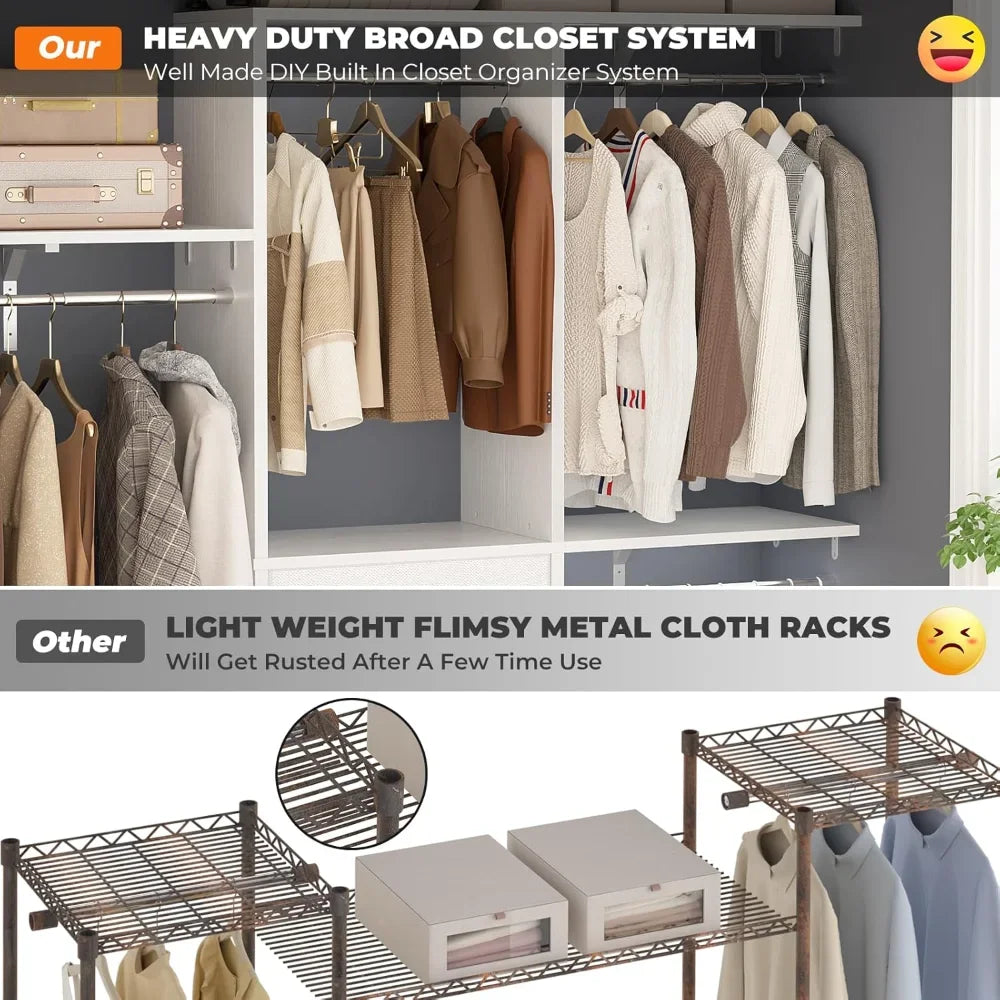 Walk In Closet Organization System With Adjustable Shelves
