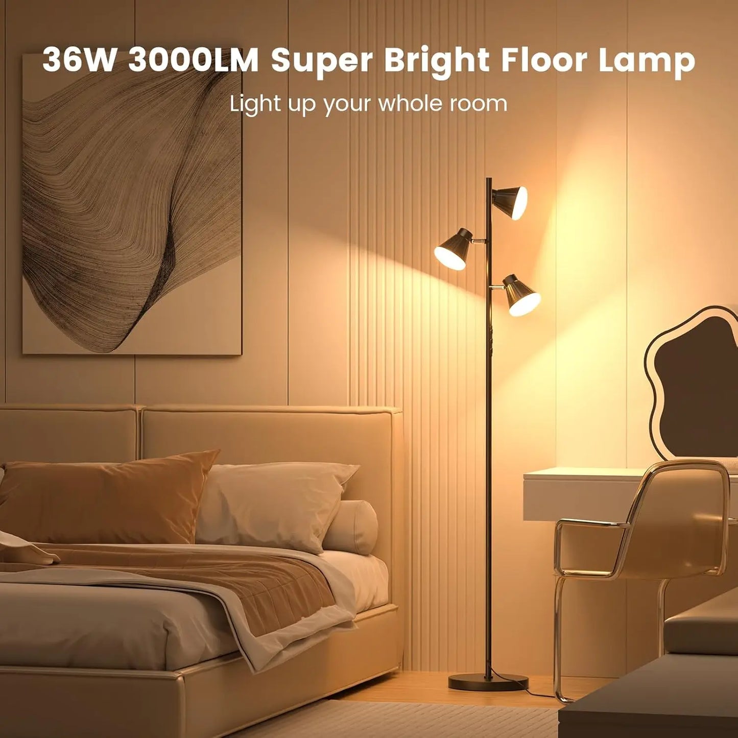 LED Tree Floor Lamp Dimmable With Remote And Touch Control