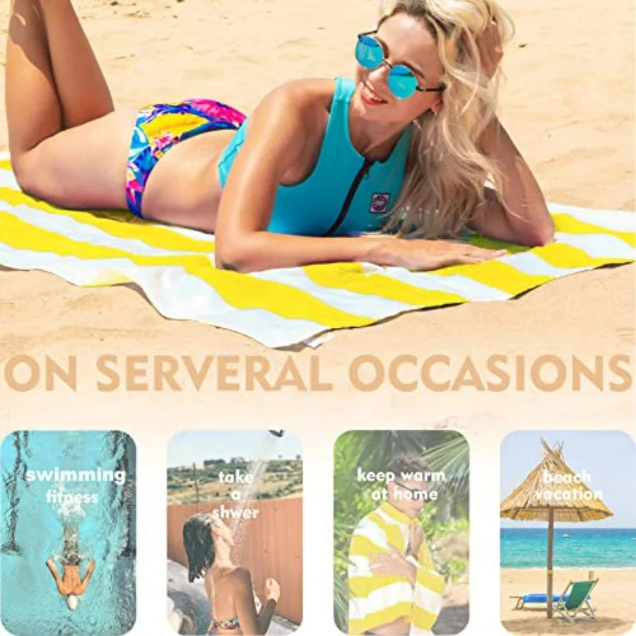 Cotton Beach Towel Set For Travel Pool And Bath Use