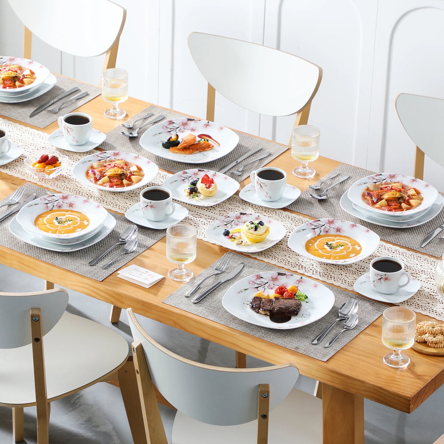 MALACASA 30-Piece Porcelain Dinnerware Set Service for 6