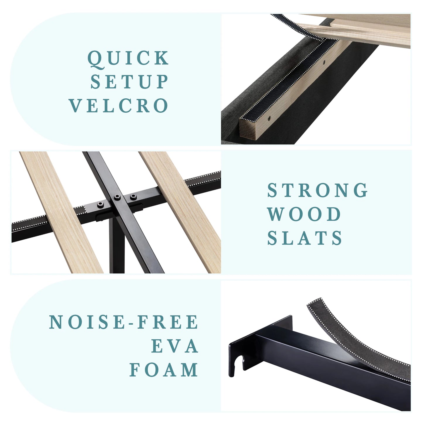 HOOMIC Bed Frame With Headboard Fabric Platform Bed With Slats