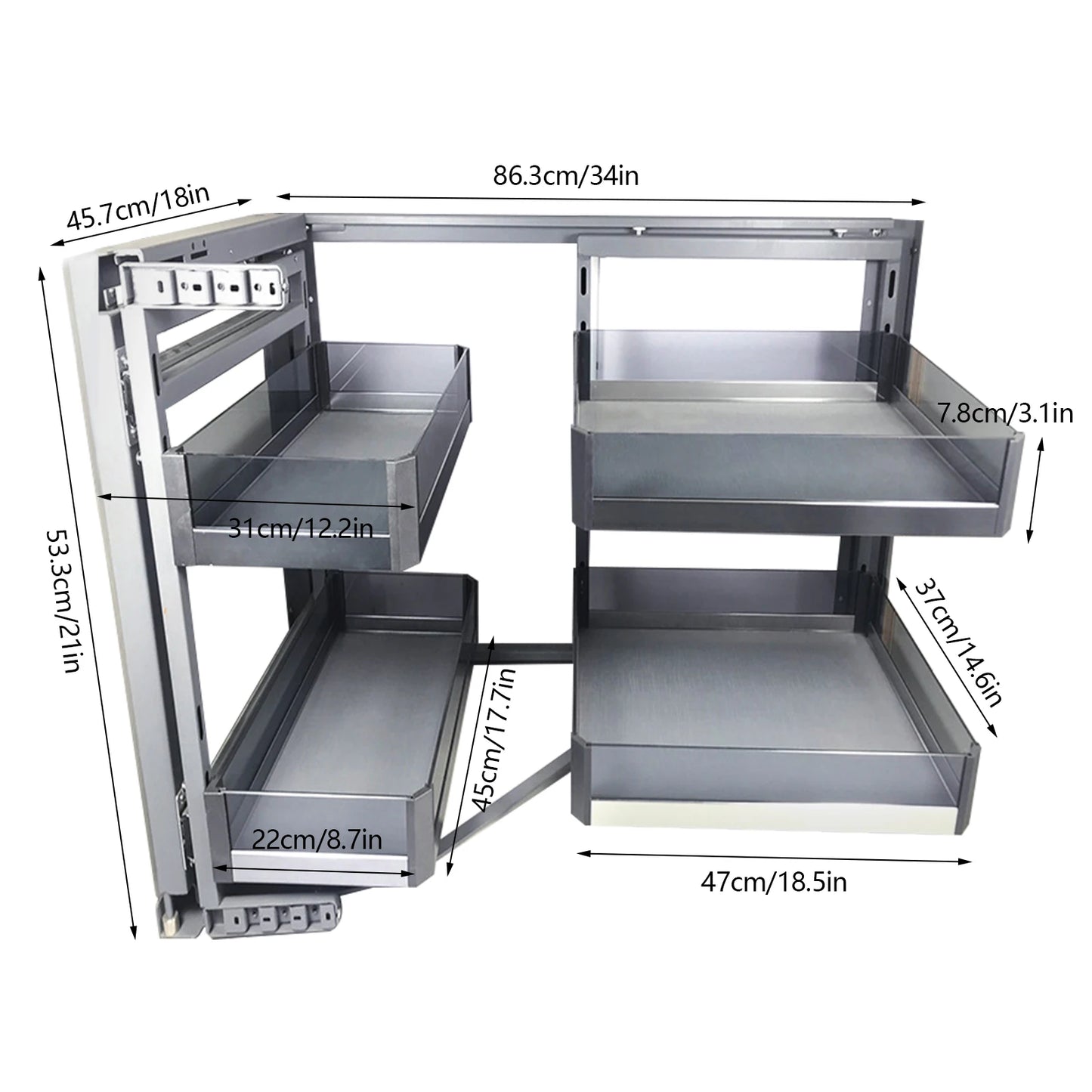 Bymaocar Blind Corner Cabinet Pull-Out Organizer, 2-Tier Swing Tray