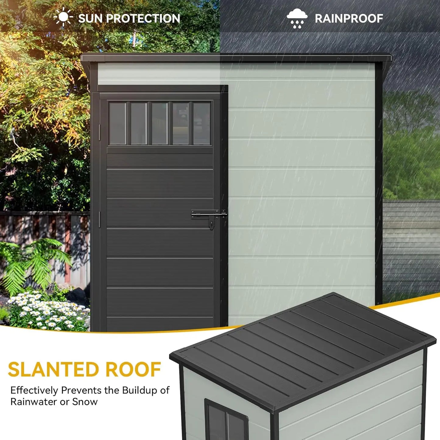 Outdoor Storage Shed With Fence Style And Side Windows Lockable Doors