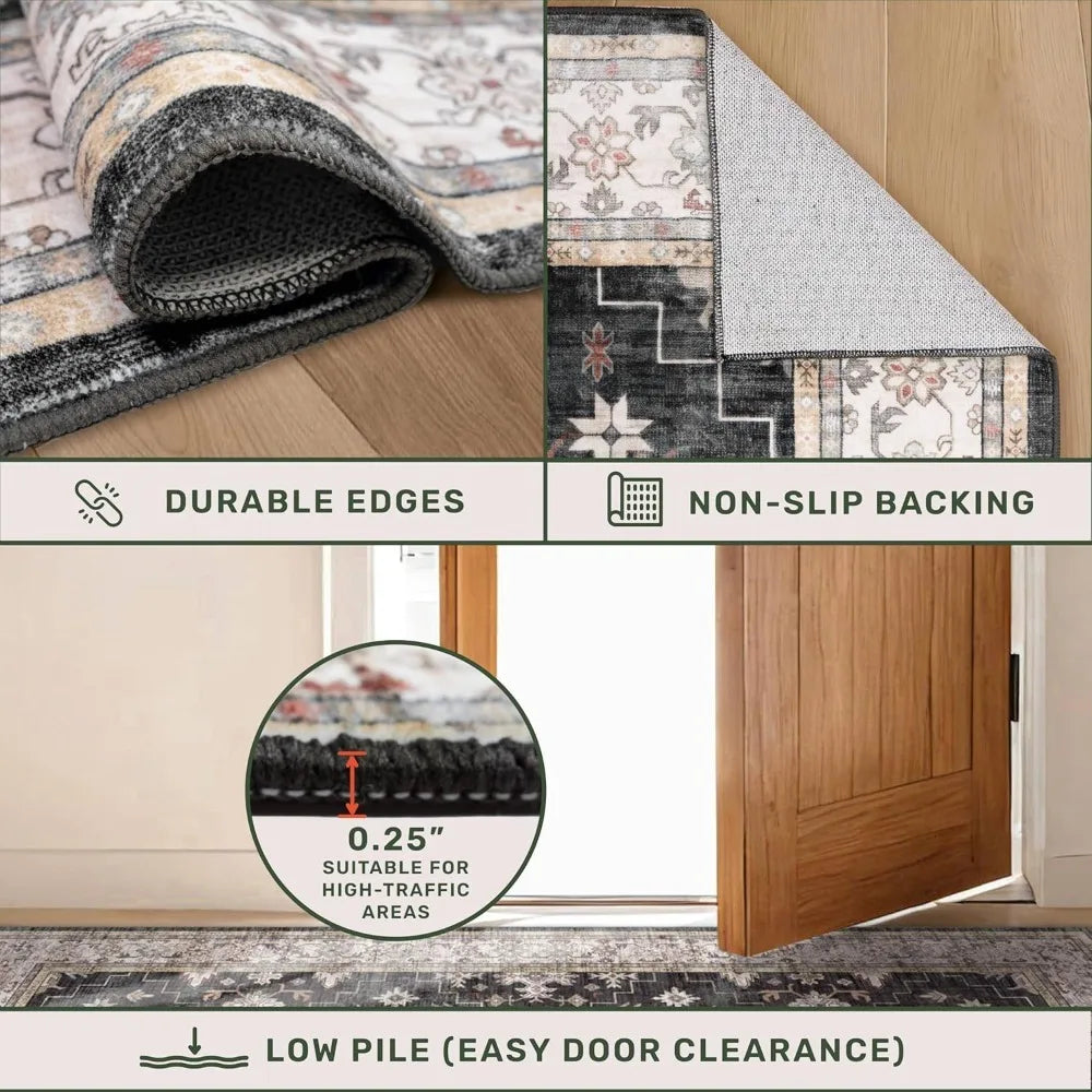Washable Entry Rug With Non Slip Rubber Backing For Entryways