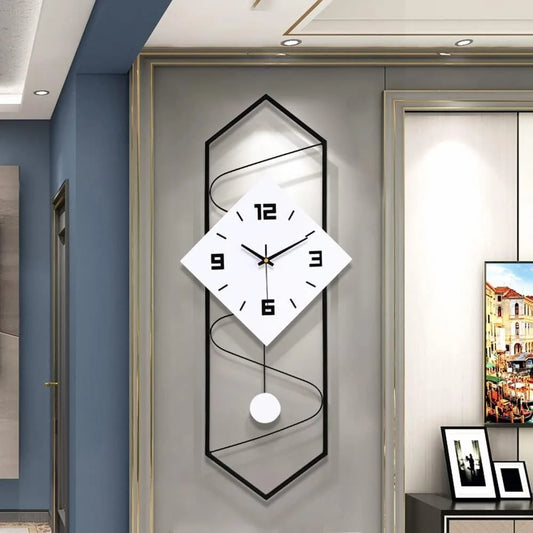 Silent Quartz Metal Wall Clock With Pendulum And Hook