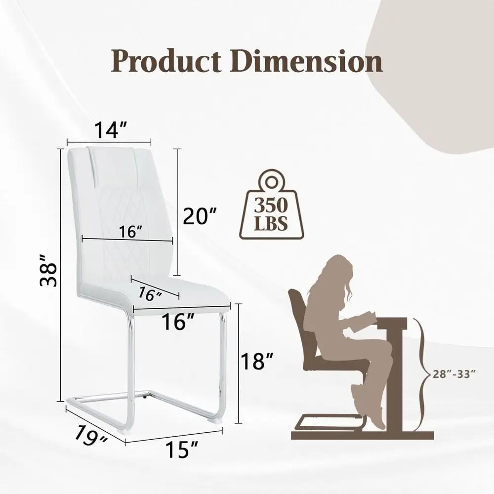 Dining Chairs High Back Waterproof Leather Upholstered Wood Frame