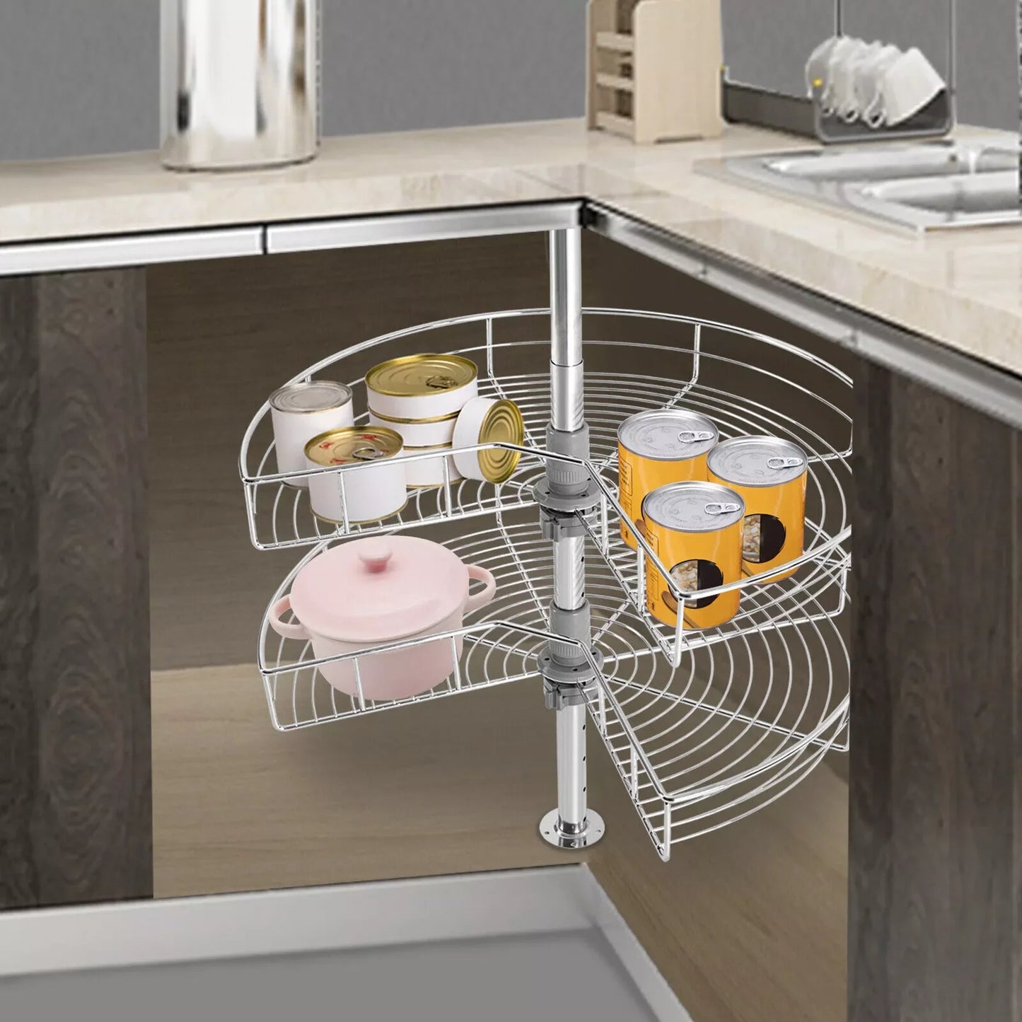 Iron Corner Cabinet Lazy Susan Organizer For Kitchen Base