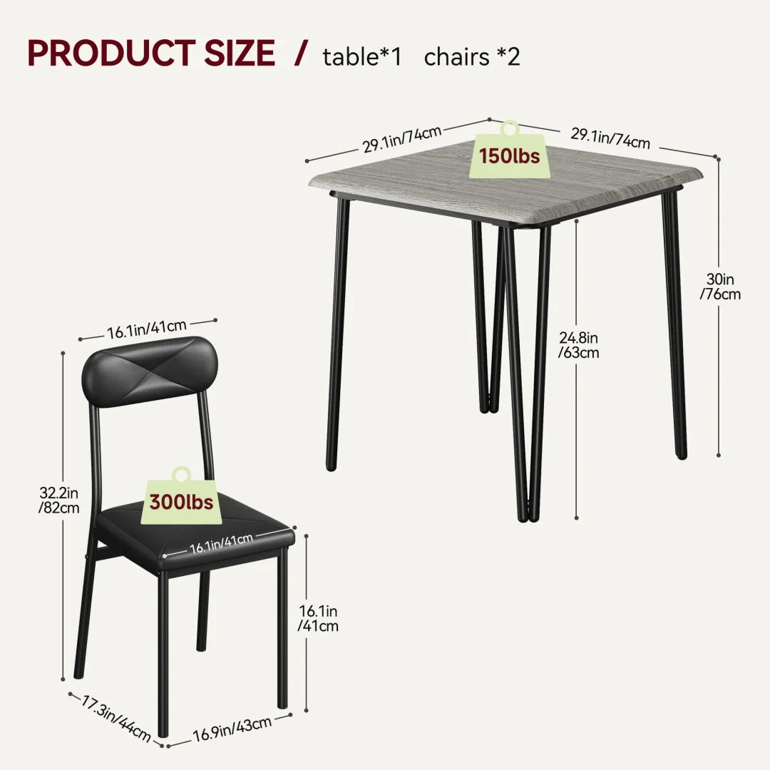 HiMISS Dining Table For Two Modern Square Space Saving