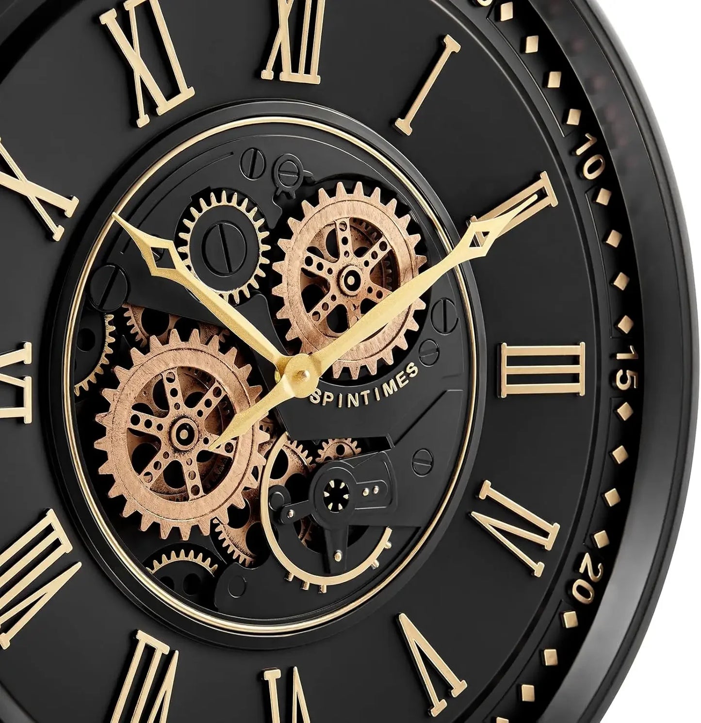 Moving Gears Roman Numeral Wall Clock For Farmhouse Decor