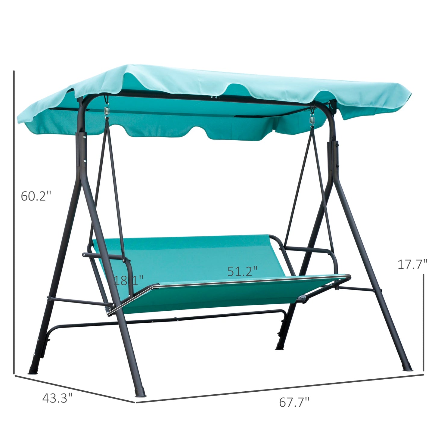 Outsunny 3-Seat Porch Swing Hammock Bench With Adjustable Canopy