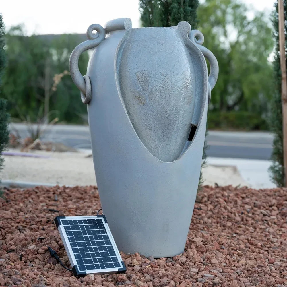 Solar Amphora Polyresin Tank Fountain Outdoor Water Feature