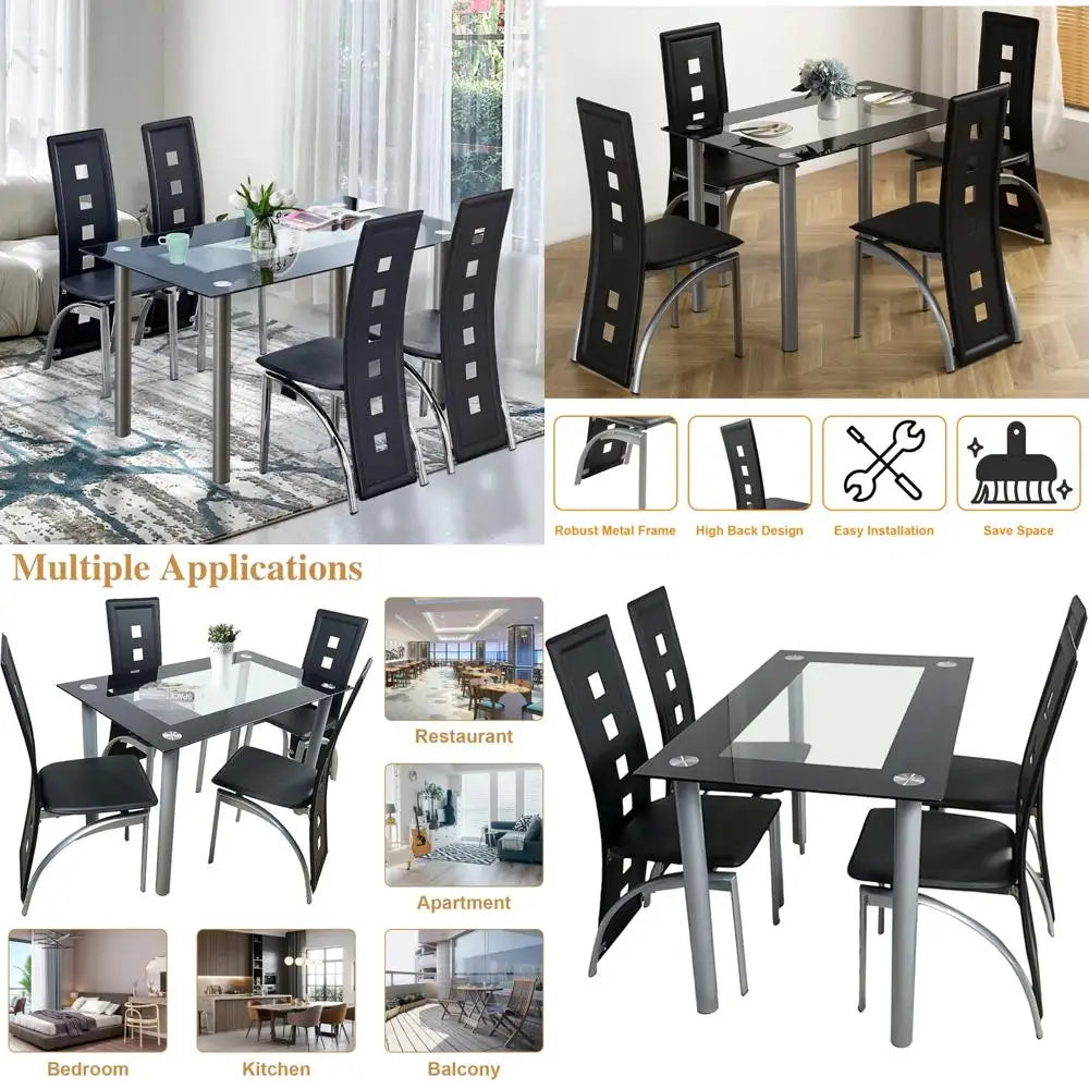 Four Seat Tempered Glass Dining Set For Compact Spaces