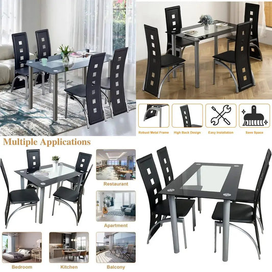 Four Seat Tempered Glass Dining Set For Compact Spaces