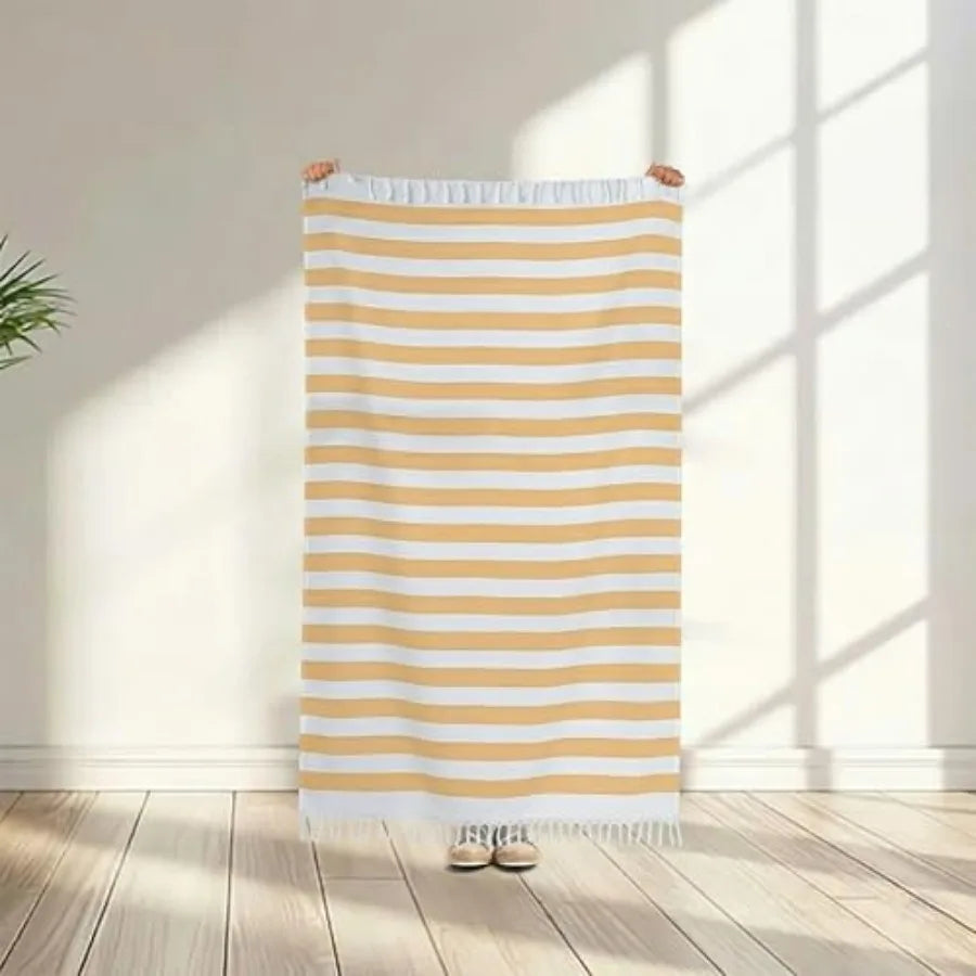 Beach Towel Set 100 Percent Cotton Hammam Stripe Quick Dry