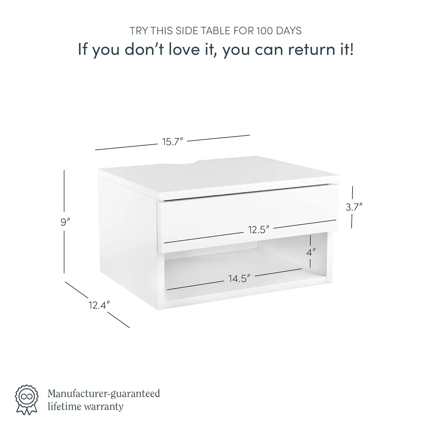 Wall Mounted Floating Nightstand With Drawer And Open Shelf 2-Pack
