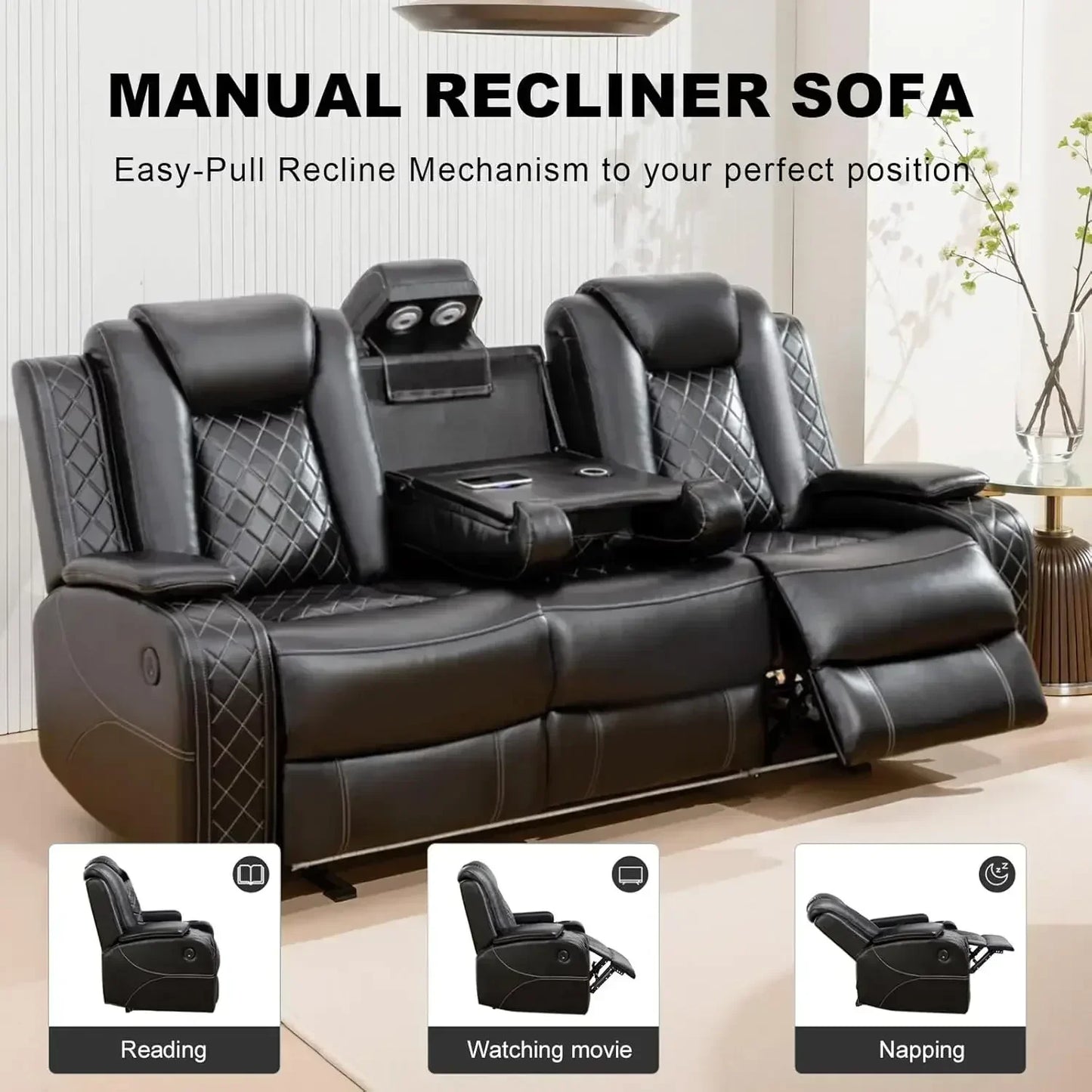 Electric Recliner Chair With LED Light And Wireless Charging