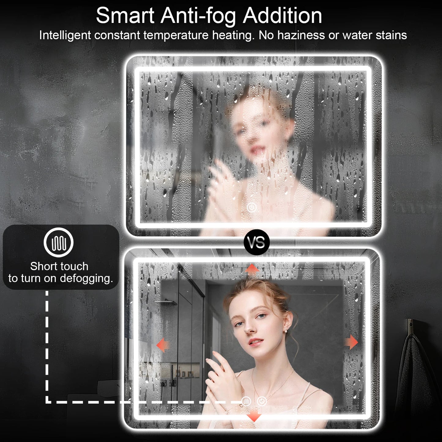 MYGIIVOVO LED Backlit Fogless Wall Mounted Mirror With Demister