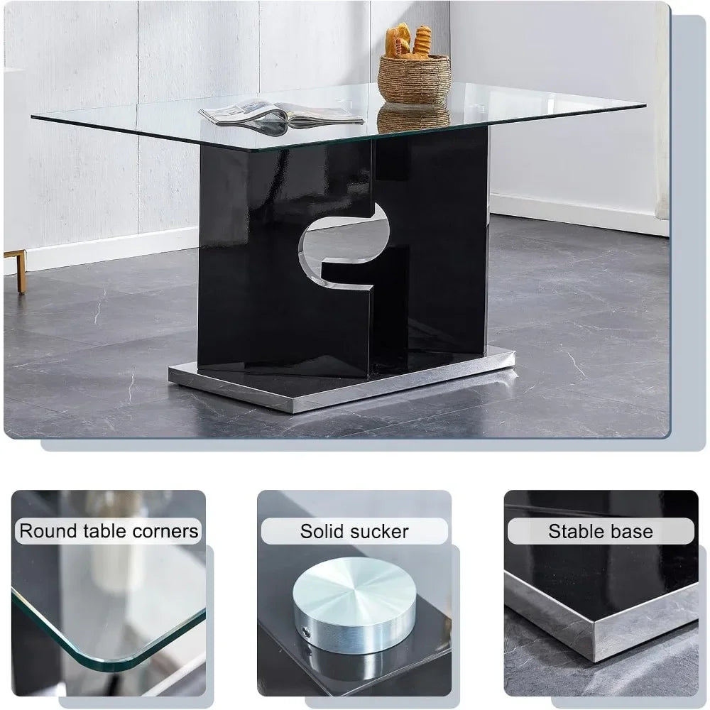 7 Piece Dining Set With Tempered Glass Table And Chairs
