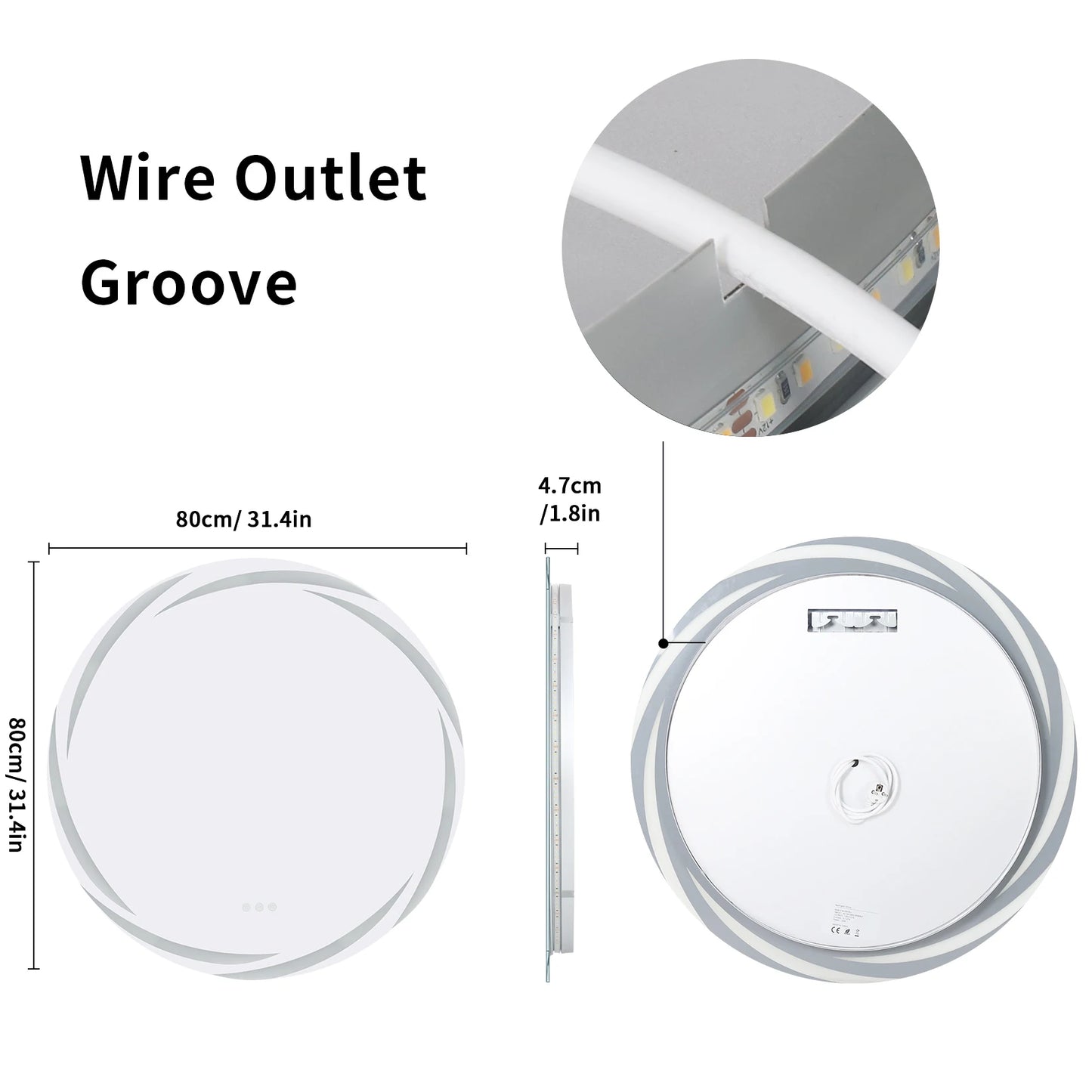 Antifog LED Circle Backlit Bathroom Mirror Wall Mount Vanity Shatterproof