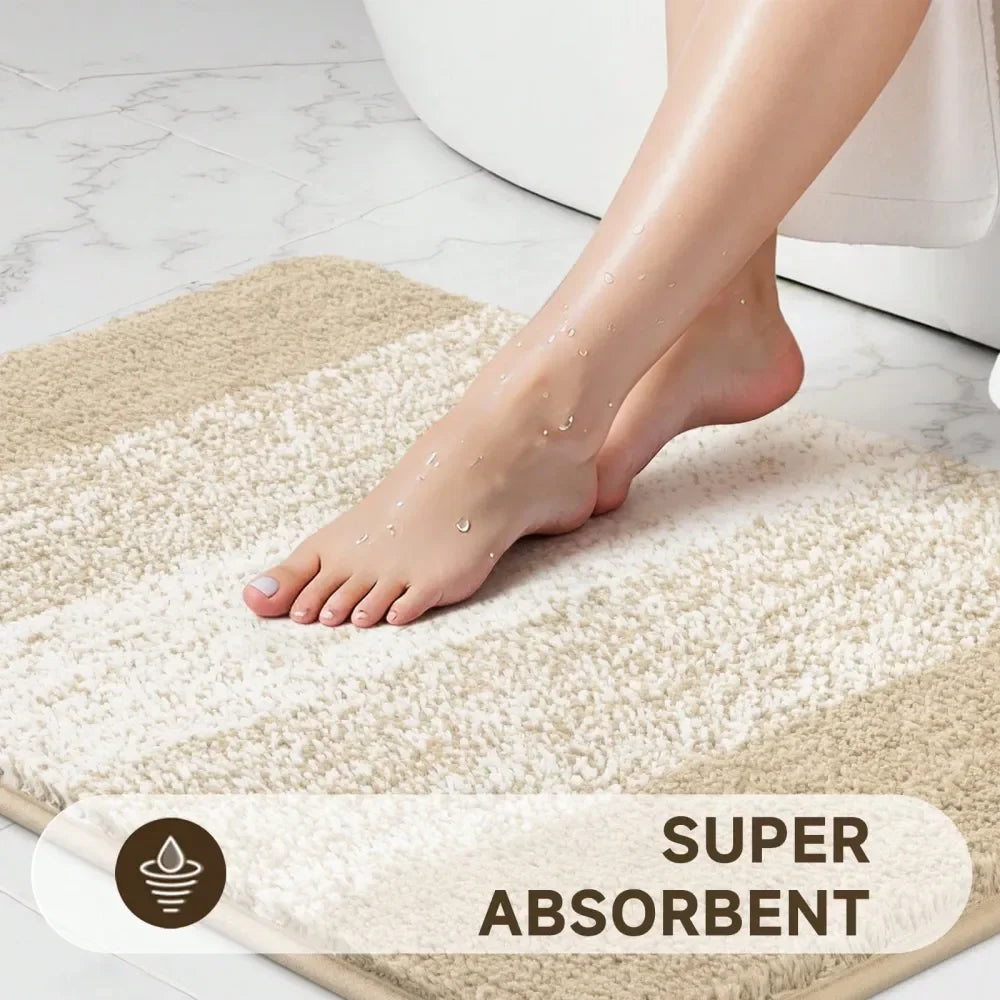 Three Piece Microfiber Absorbent Non Slip Bath Rug Set