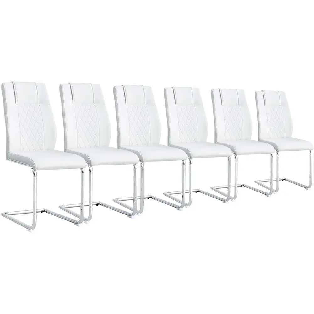 Dining Chairs High Back Waterproof Leather Upholstered Wood Frame