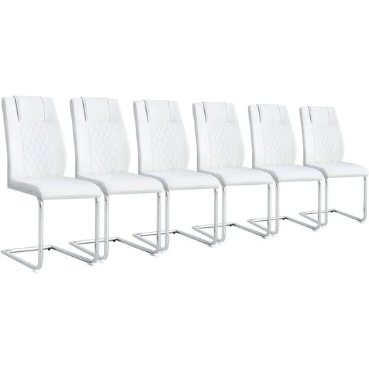 Dining Chairs High Back Waterproof Leather Upholstered Wood Frame