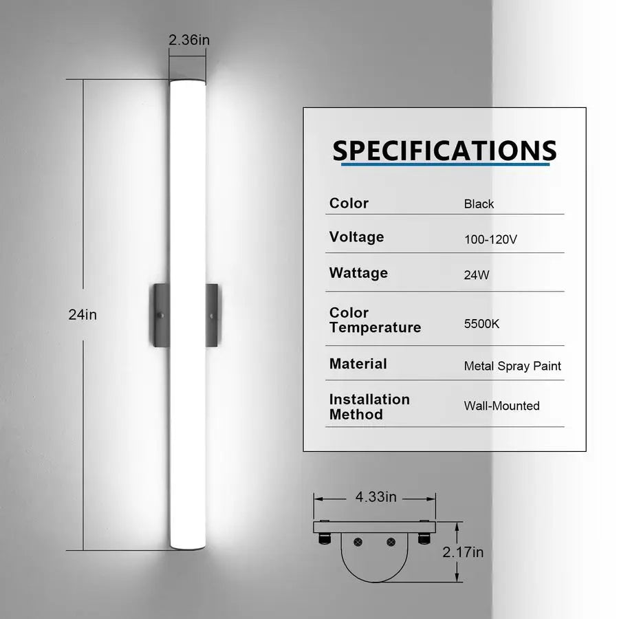 Bathroom Vanity Light Bar 24W Dimmable LED Wall Mount Fixture