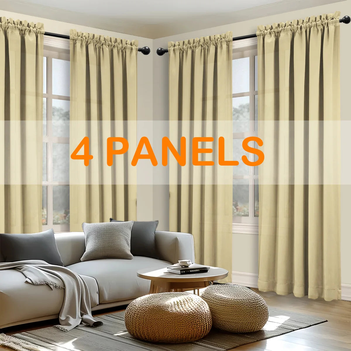 Sabalonica Light Filtering Curtains 4 Pack Fade Resistant Rod Pocket