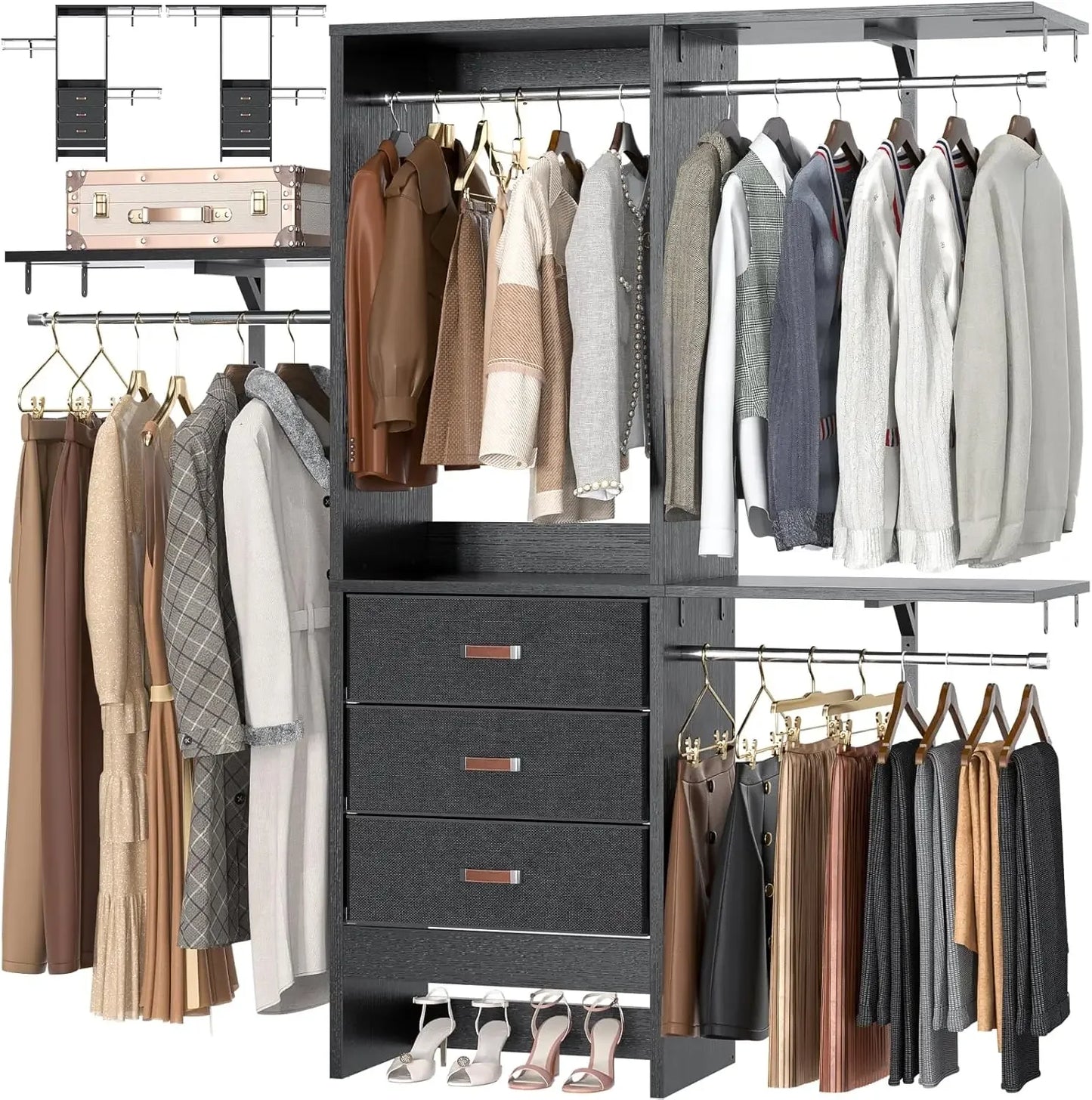 Walk In Closet Organization System With Adjustable Shelves
