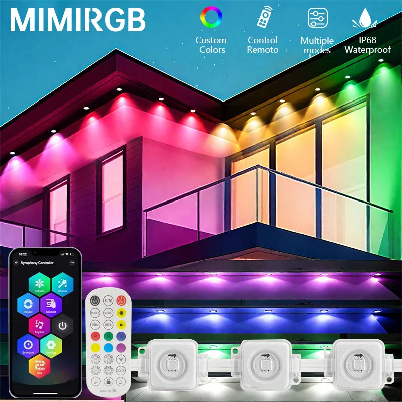 MIMIRGB Outdoor Eaves Lights LED String Strip With App Control