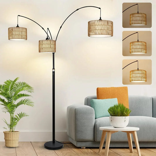 Arc Floor Lamp for Living Room Boho Industrial Style
