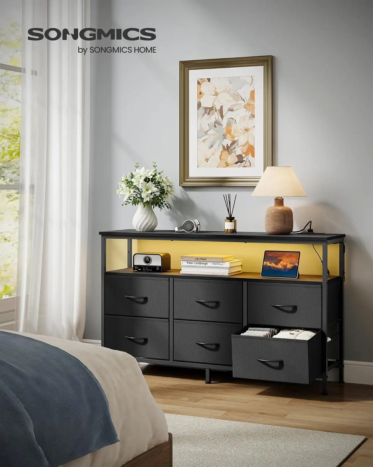 BELLAH Collection - Dresser for Bedroom, Chest of Drawers, TV Stand for TVs Up to 55 Inches, Living Room, Closet, 6 Drawers and