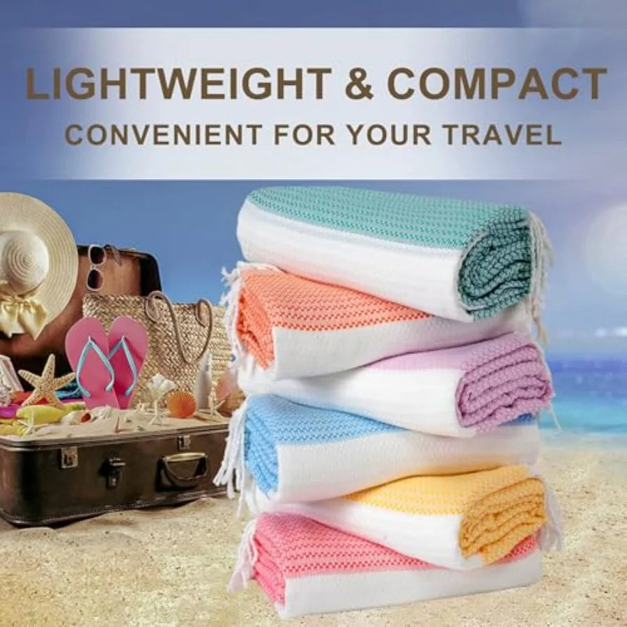 Turkish Cotton Blend Beach Towel Set For Pool And Swim