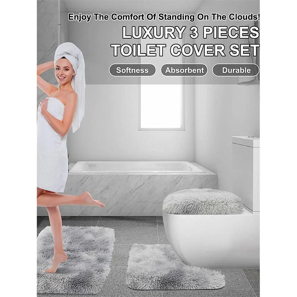 Tie Dye Bath Mat Set NonSlip Polyester Rug Bathroom