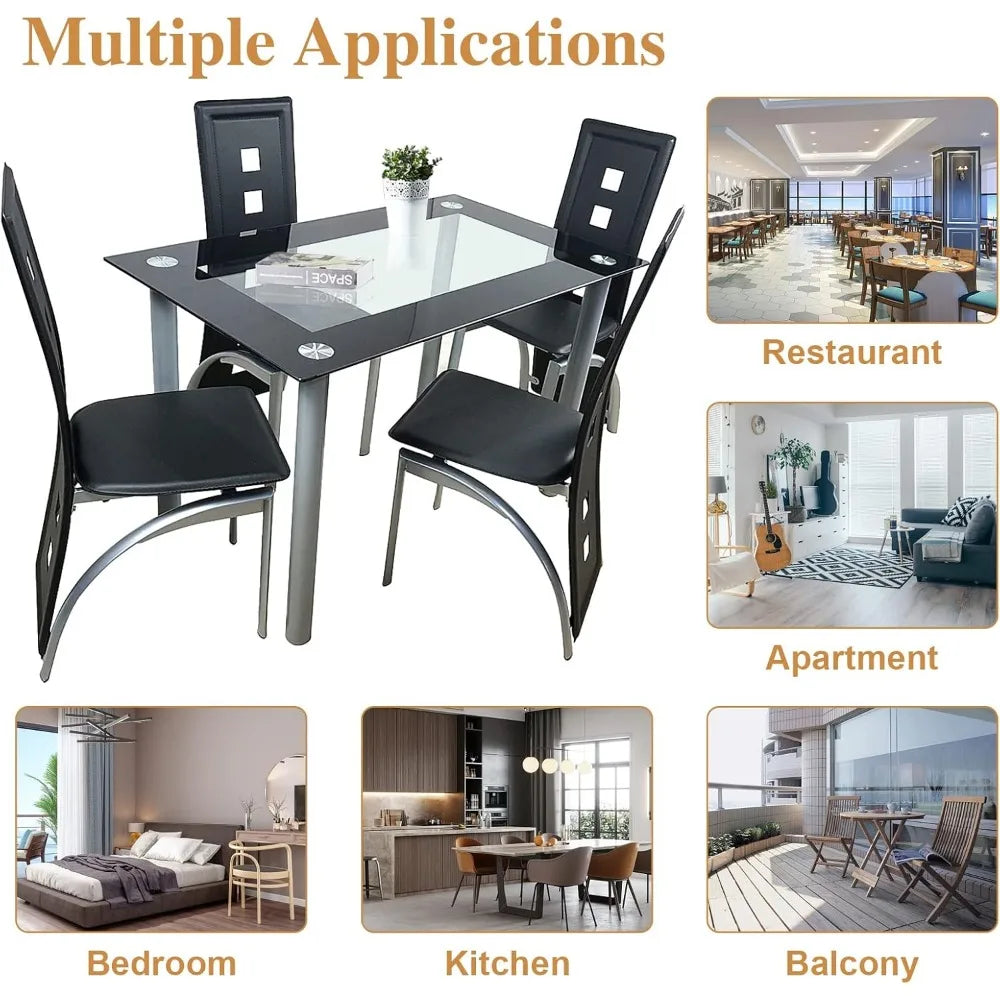 Four Seat Tempered Glass Dining Set For Compact Spaces