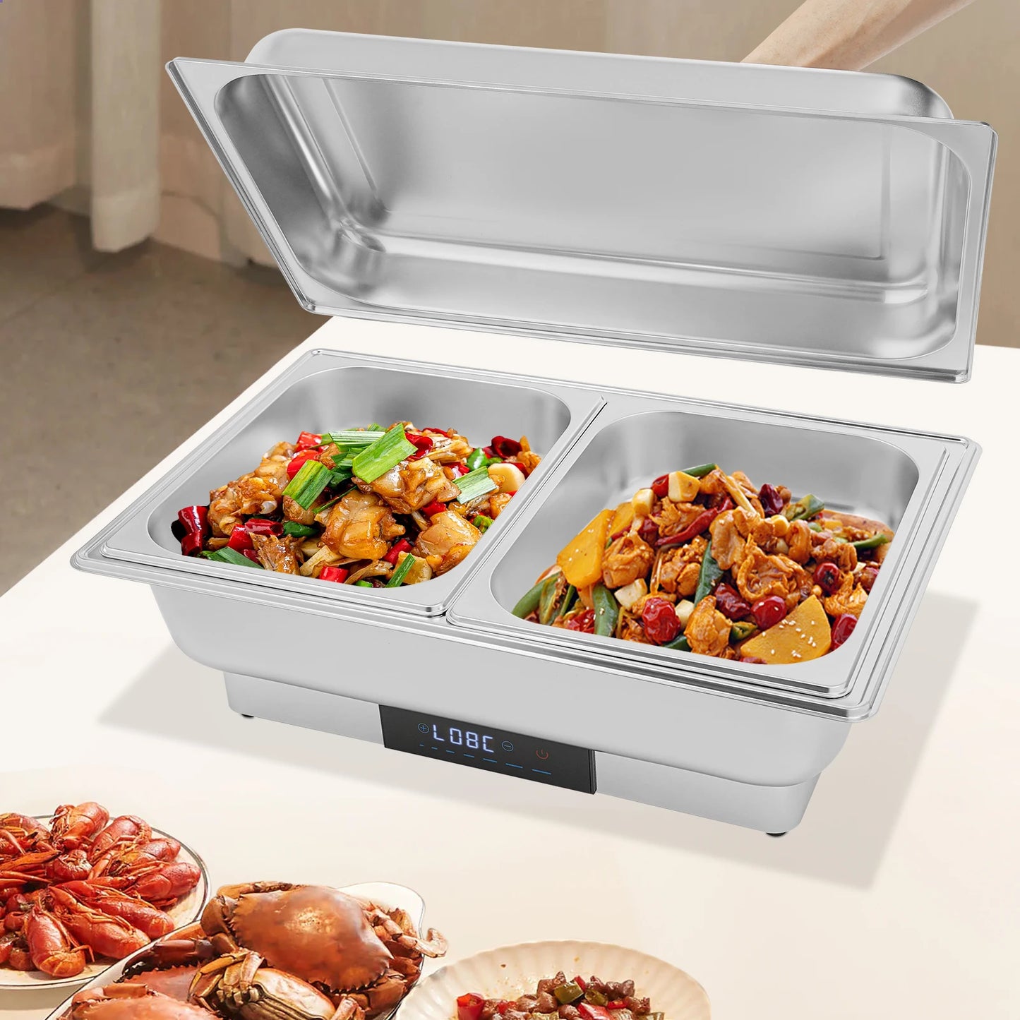 Bymaocar Electric Chafing Dish Buffet Warmer With Digital Temperature Control