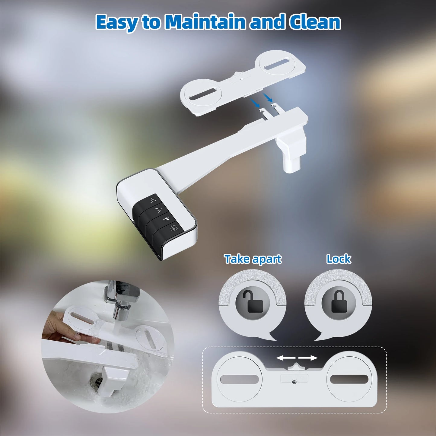 Hibbent Bidet Attachment For Toilet With Dual Nozzle And Adjustable Pressure