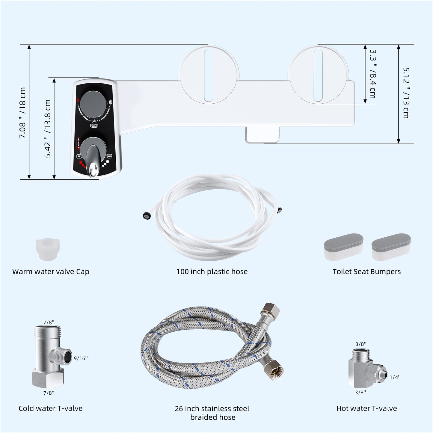 Hibbent Bidet Attachment Non-Electric Dual Nozzle With Adjustable Water Pressure