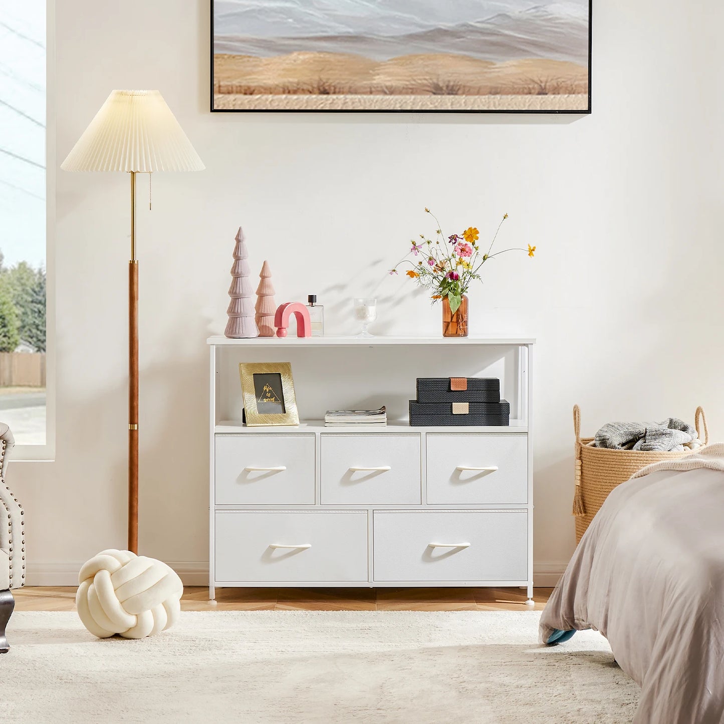 JHK Modern Wardrobe Chest With Fabric Drawers For Bedroom Storage