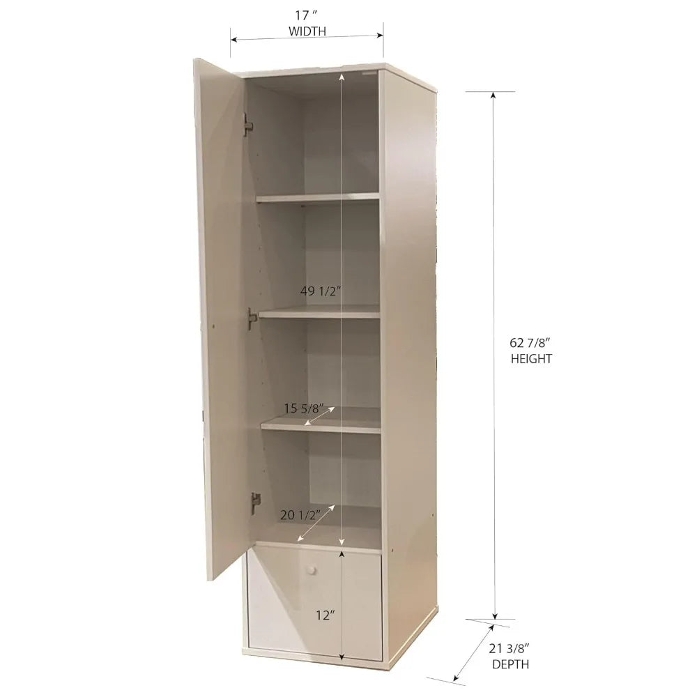 Wardrobe Armoire With Shelves And Drawer For Bedroom Storage