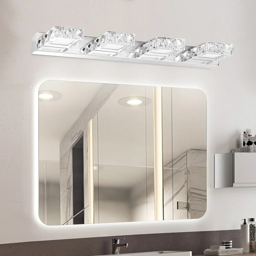 Bymaocar LED Bathroom Mirror Light Modern Crystal Wall Lamp