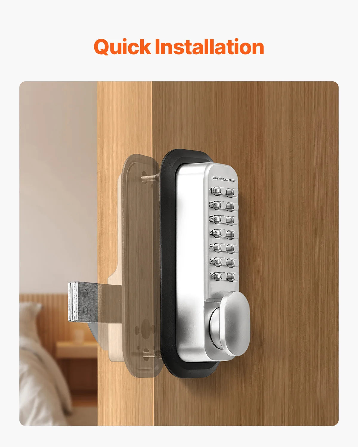 SucceBuy Mechanical Keyless Entry Door Lock With Adjustable Thumb Knob
