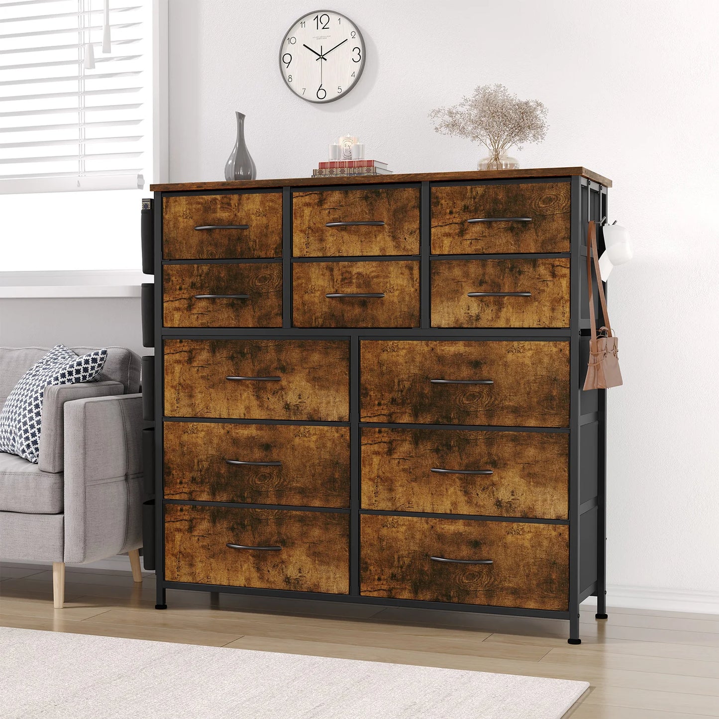 HiMISS 12-Drawer Dresser for Bedroom with Fabric Storage