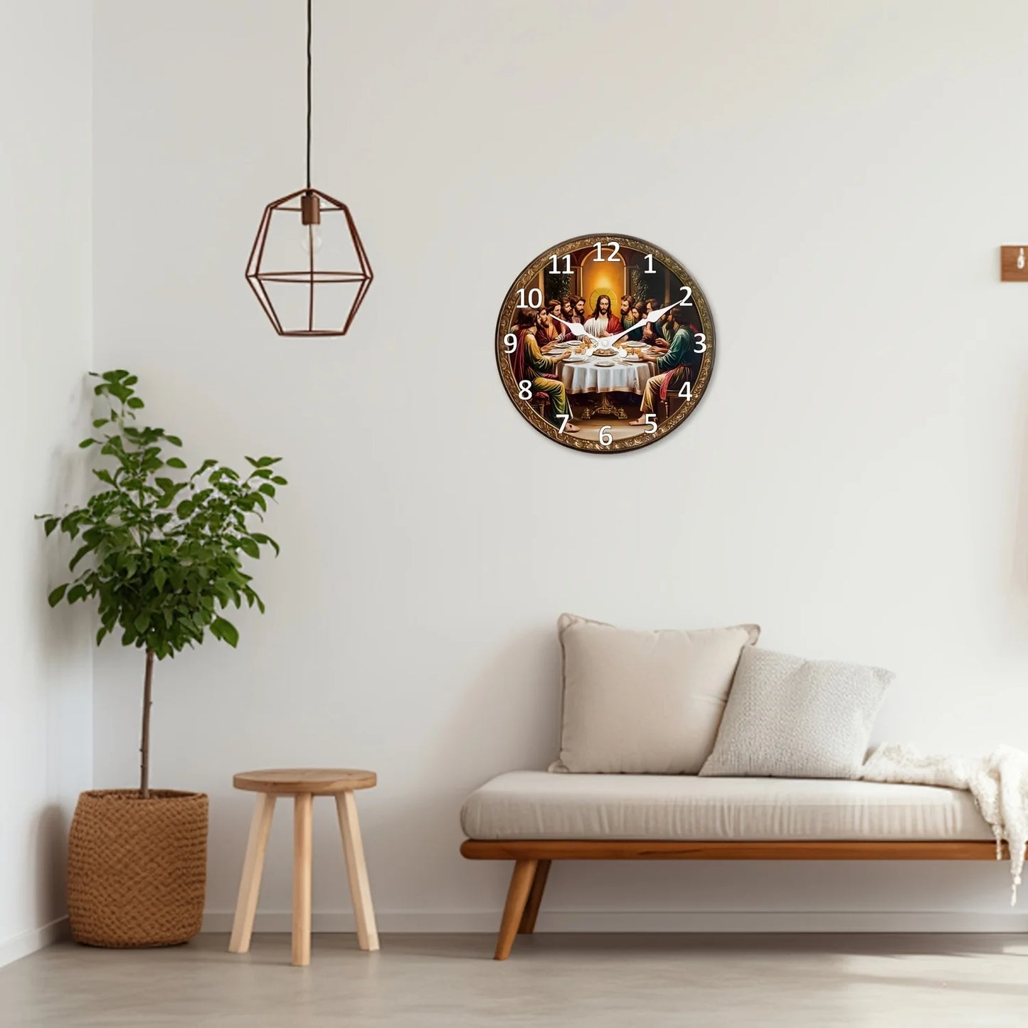 XMSJ Last Supper Wooden Wall Clock Analog Mute Home Decor